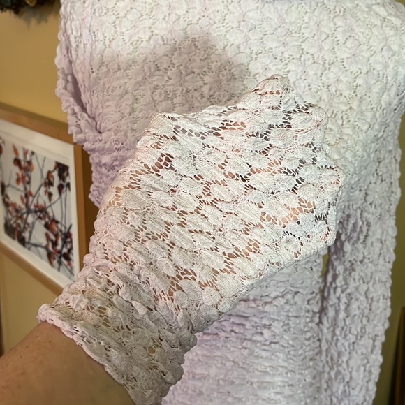 FREE PEOPLE Size Medium DAY-NIGHT Ruched LACE Mockturtle Bodysuit Stretch $68NEW - Picture 8 of 16